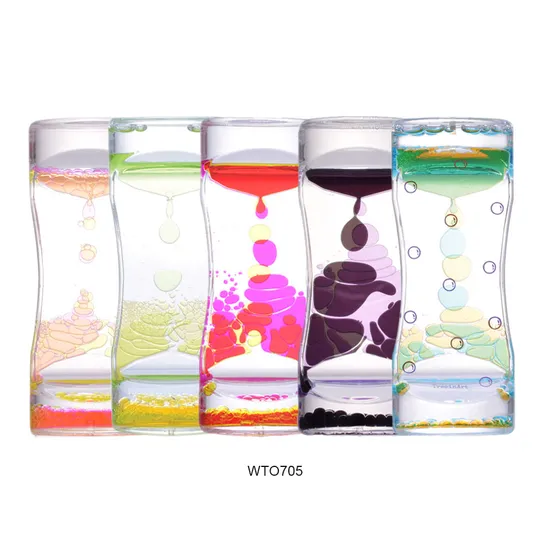 Home Decoration Acrylic Water Desk Liquid Clock, Motion Bubbler Colorful Hourglass Sensory Toy Timer