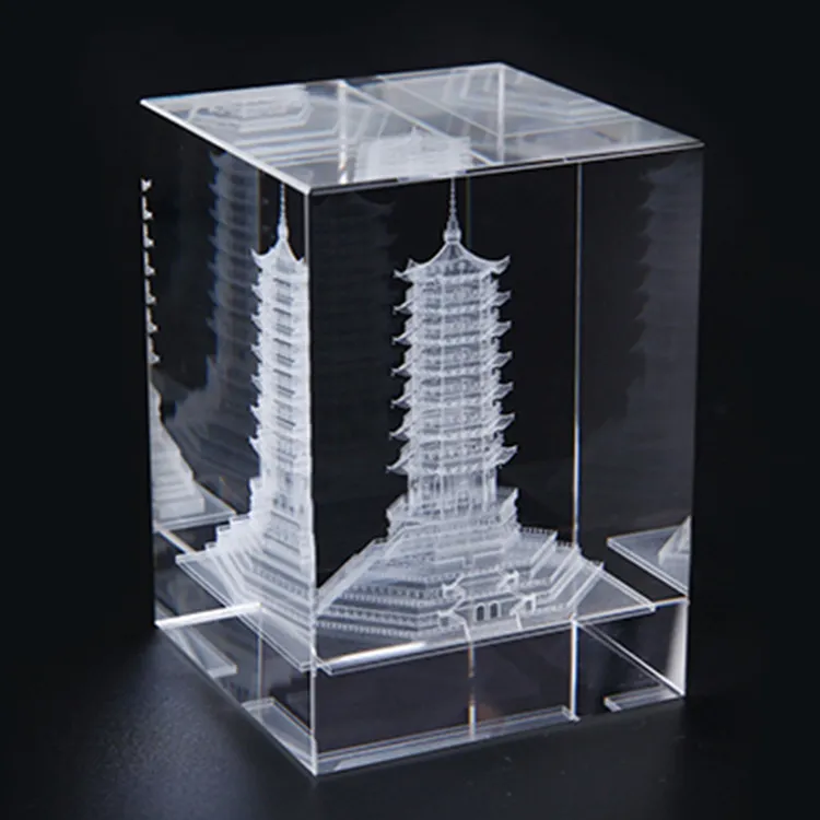 Crystal Glass Cube Paperweight Craft for Office